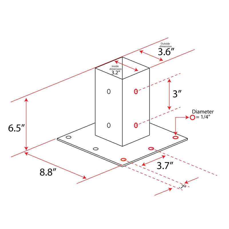 Mail Boss, Granite 7156 Surface Mount Base Plate - Image 3